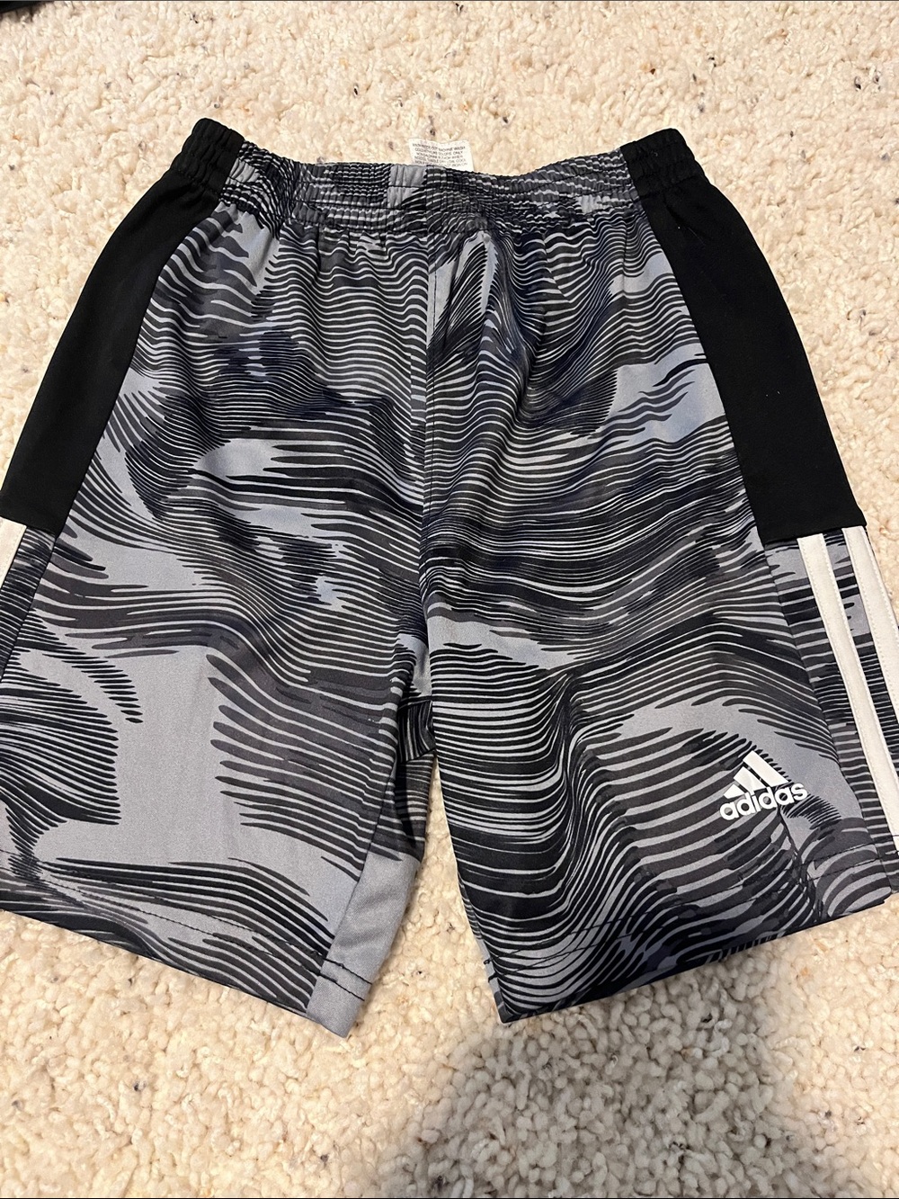 adidas Men’s Black & Gray Camouflage-Stripe Athletic Shorts